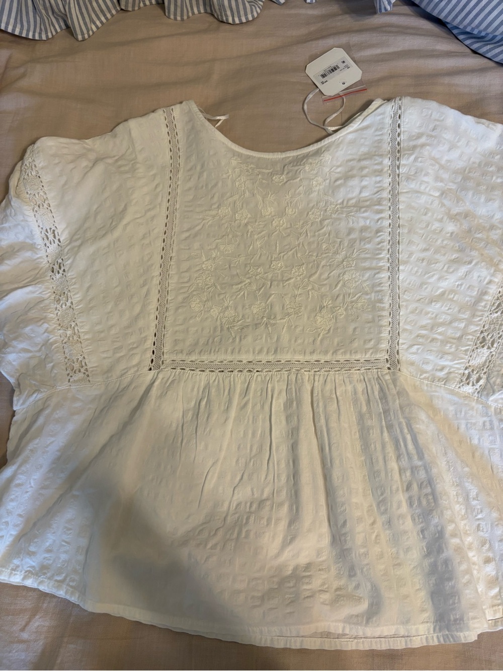 Altar'd State White Floral Embroidered Top